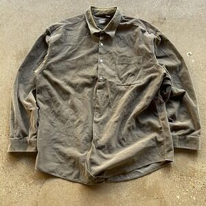 Neiman Marcus Shirt Mens 2XL Green Corduroy Long Sleeve Button Up Casual